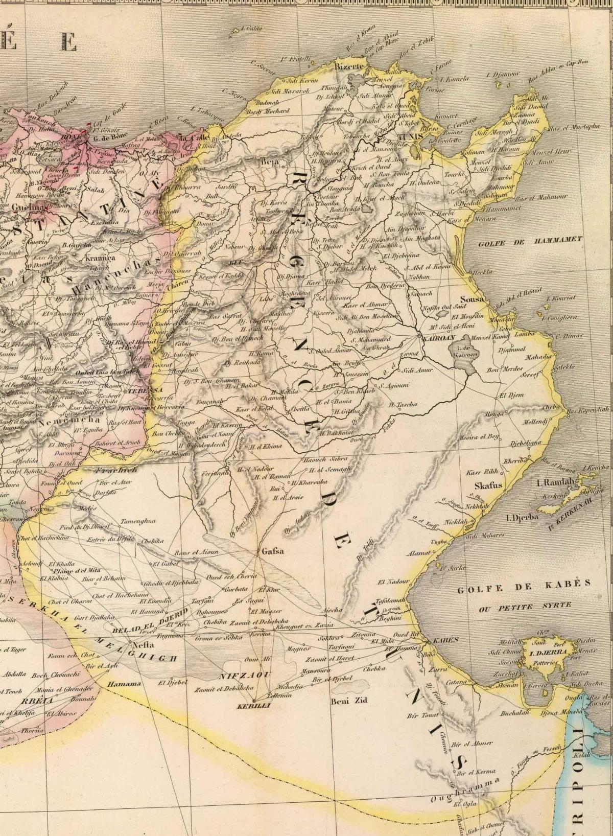 Mapa histórico de Túnez
