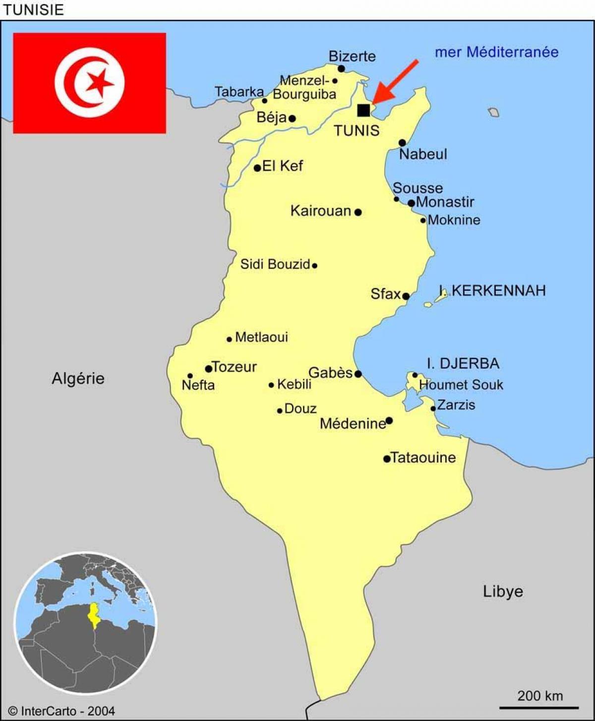 Mapa de la capital de Túnez