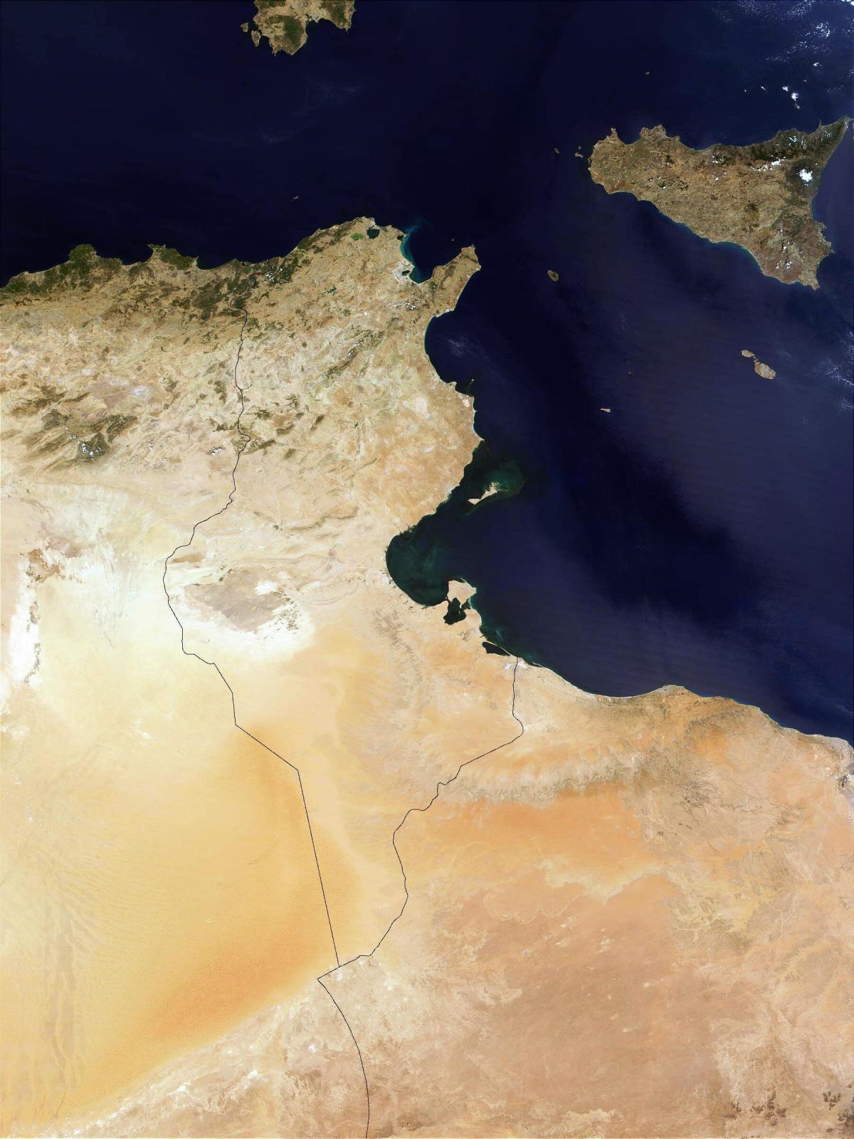 Mapa de la vista del cielo de Túnez